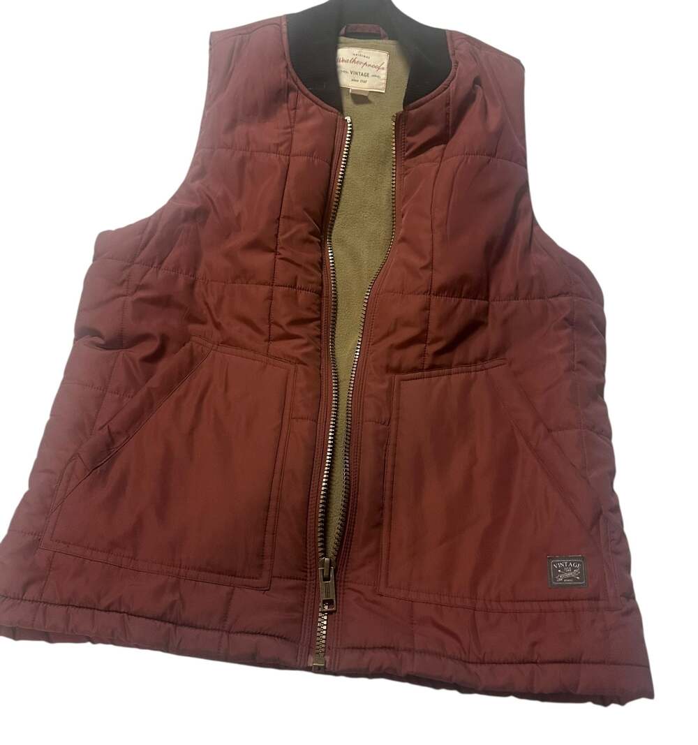 Weatherproof Vintage Men's Quilted Fleece Lined Puffer Vest in Burnt Orange